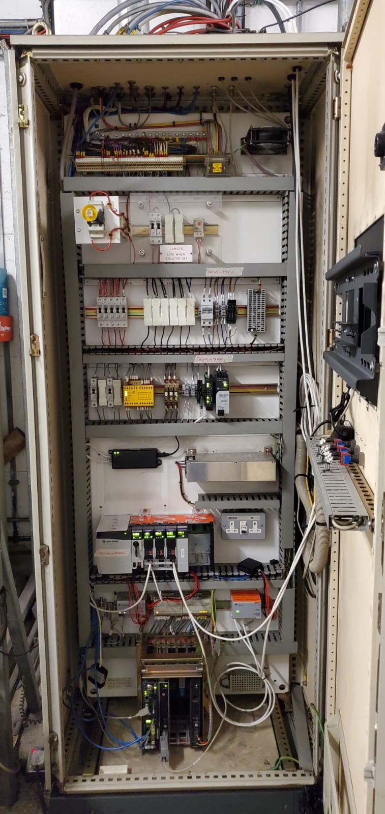 Internal View of CHEPLC PLC Panel During Testing & Commissioning (Typical)